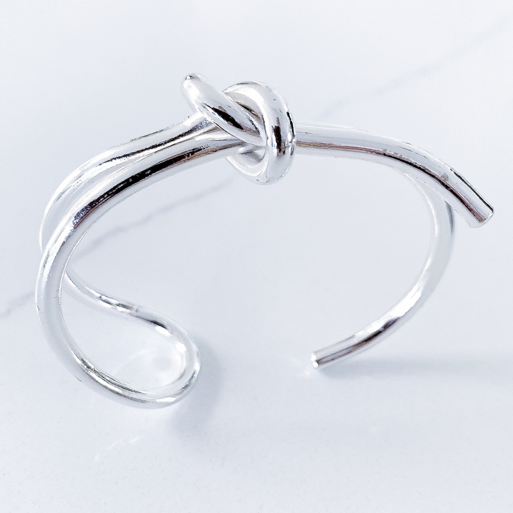 Handmade Sterling Silver Knot Cuff Minimalist Rustic Simple Bracelet